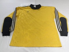 Vintage Adidas L Goalie Jersey Polo Elbow Pads Yellow 3 Stripes Logo 80s 90s USA