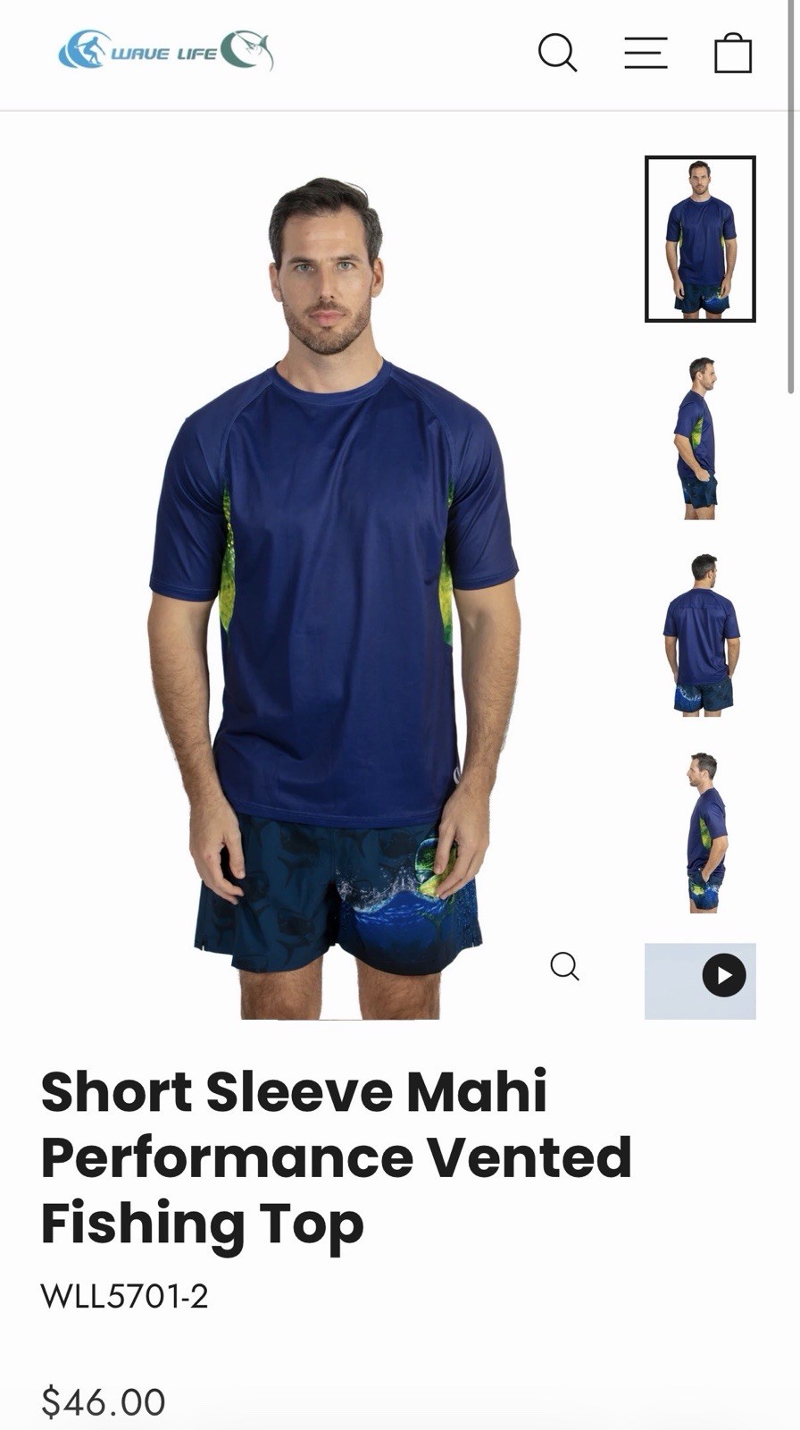 Wave Life Vented UV Protection Fishing T-Shirt Mahi Men’s L Blue/Green gallery