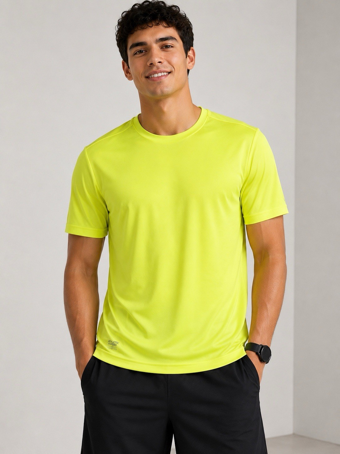 Athletic Works Men’s Performance Shirt Size M Neon Yellow NWT Moisture Wick gallery