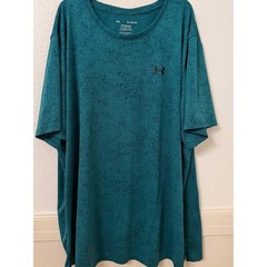 Under Armour Mens Tech Tee Teal Blue Static Print Training Shirt 3XL Loose Fit