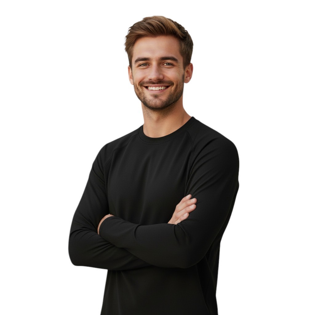 Poly-Spandex Raglan Long Sleeve Athletic T- Shirt Men L(C42)/Black/Micro-fiber gallery