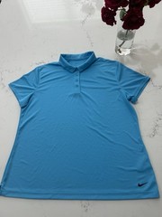 Nike Golf Dri-FIT Mens M Blue Short Sleeve Polo Shirt Athletic Moisture Wicking