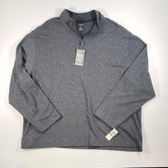 Van Heusen Quarter Zip Pullover 3XL Mens Gray Never Tuck Cotton Blend NEW