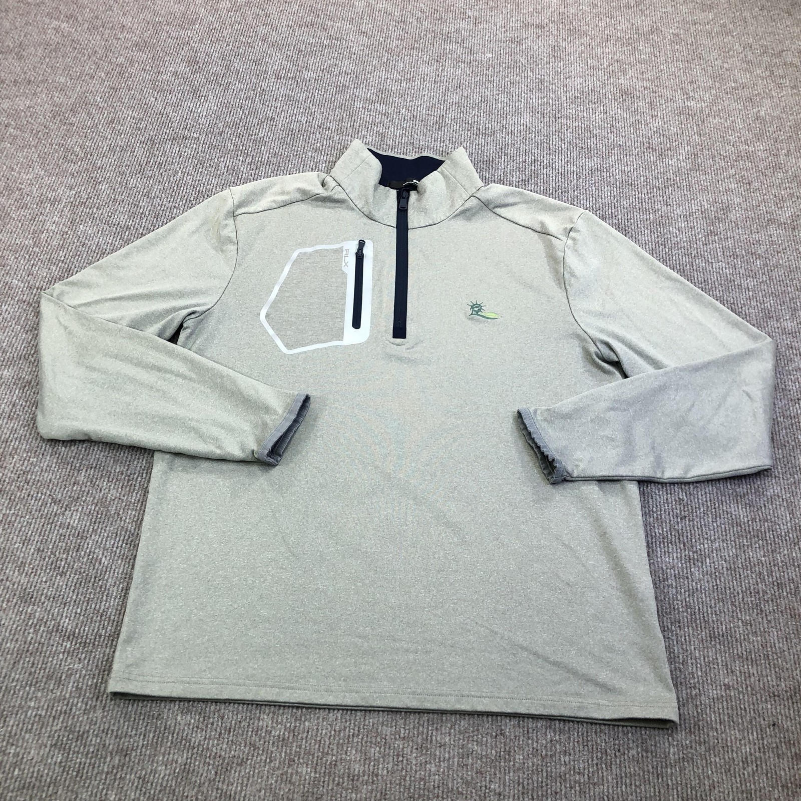 RLX Ralph Lauren Pullover Mens Medium Gray 1/4 Zip Performance Golf Pocket Top gallery