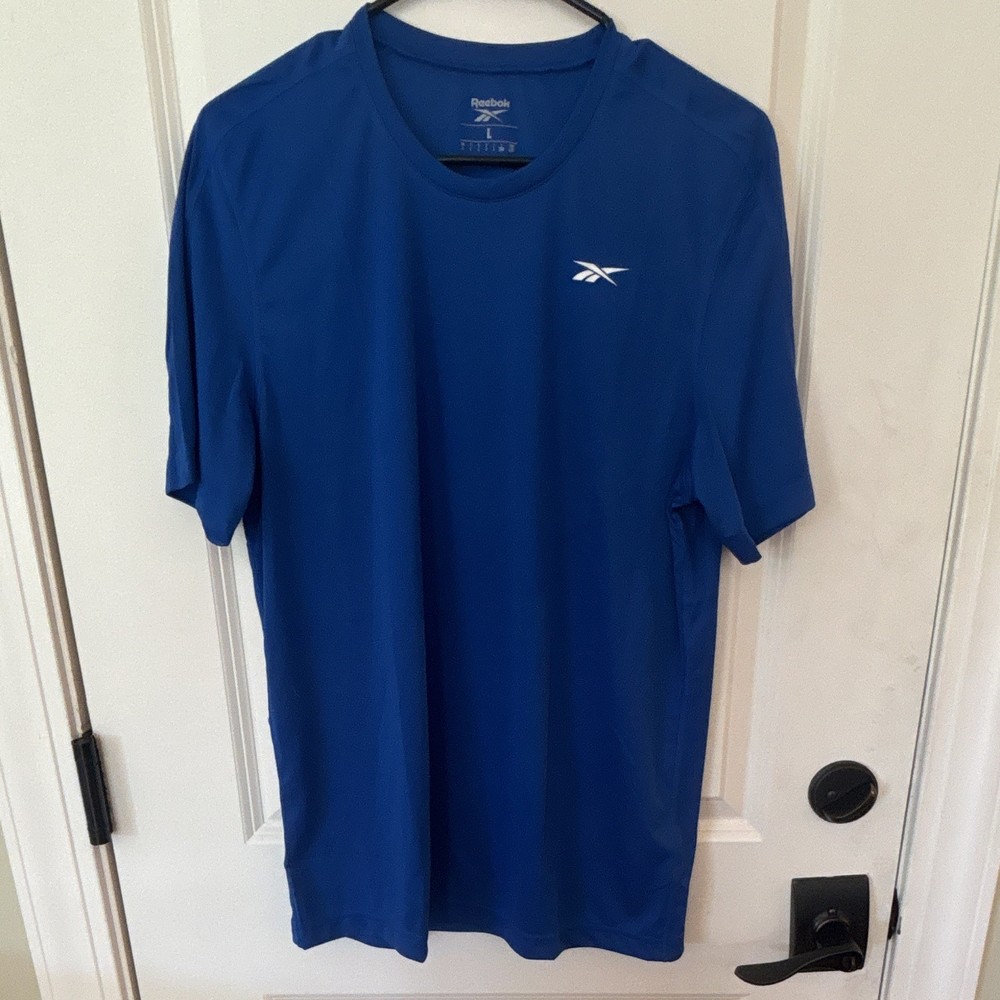 Reebok SS Tech Tee Men's L Blue Short Sleeve Crew Neck Training Logo Tee