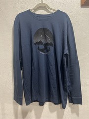 Life is Good Long Sleeve Sports Mens Night Out TShirt Blue Sz X Large Cool Tee