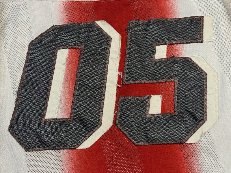 Vintage FUBU Jersey 05 White Red Gradient Mesh Football Shirt XXXL Hip Hop Y2K gallery