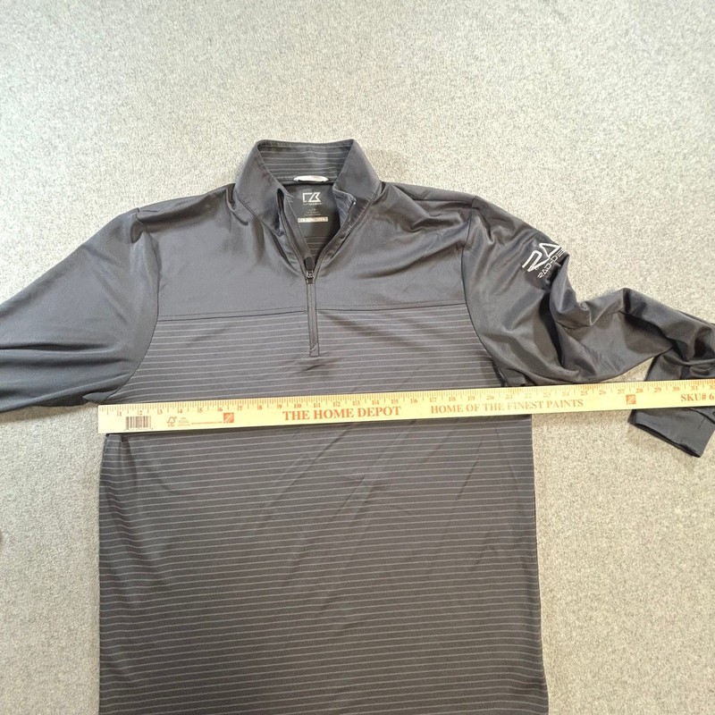 Cutter & Buck Pullover Mens Large Grey CB DryTec Striped 1/4 Zip Golf Shirt gallery