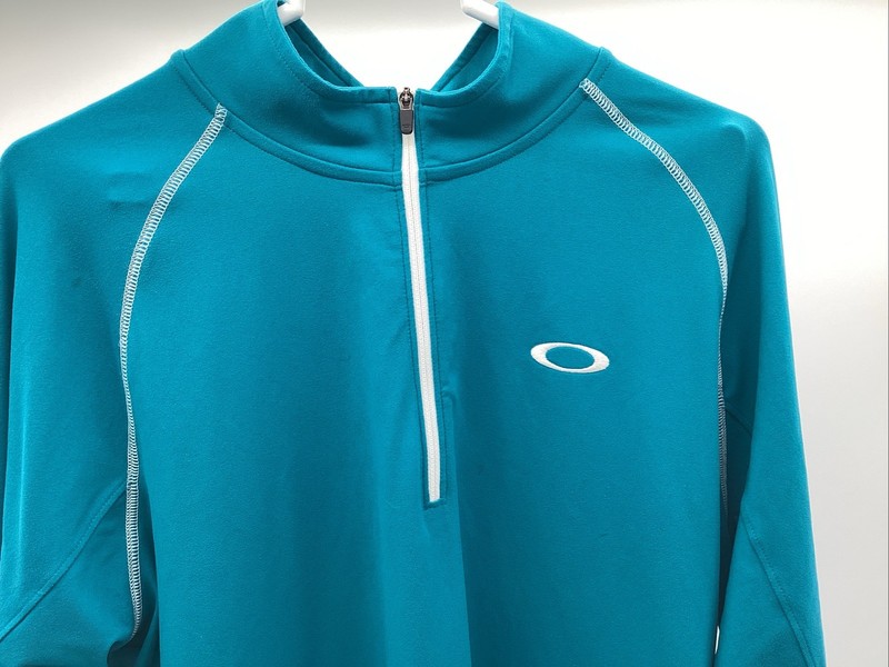 OAKLEY Teal Hydrolix 1/4 Zip Pullover Sz M Mens Long Sleeve Collared See Picture gallery