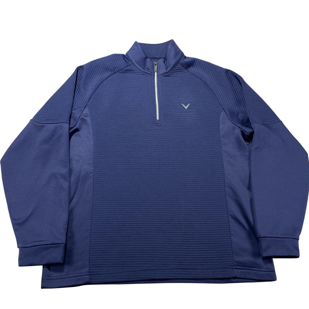 Callaway Opti-Dri Pullover Mens Medium Blue 1/4 Zip Mock Neck Golf Shirt