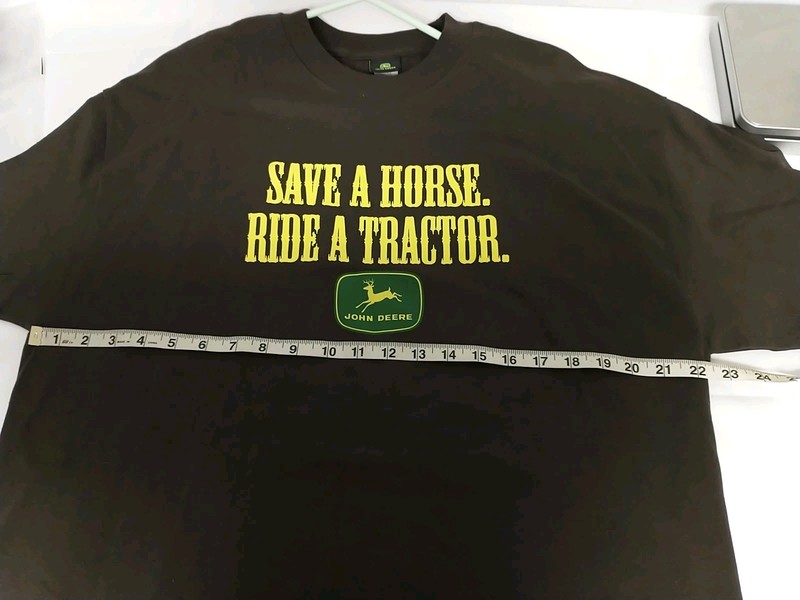 John Deere Shirt Size XL BROWN Short Sleeve Logo Save a Horse Ride A Tractor gallery