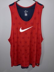 Nike Football Soccer Mens Red Blue Dri Fit Team USA Tank Top 2XL Stars Swoosh