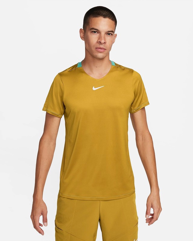 Nike Court Dri-Fit Advantage Tennis Mens Shirt Green Slim Fit DR6548-716 Size XL gallery