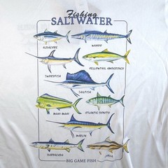 Spicy Tuna Fishing Tee Mens Large UPF 40 Long Sleeve Saltwater Graphic White NWT