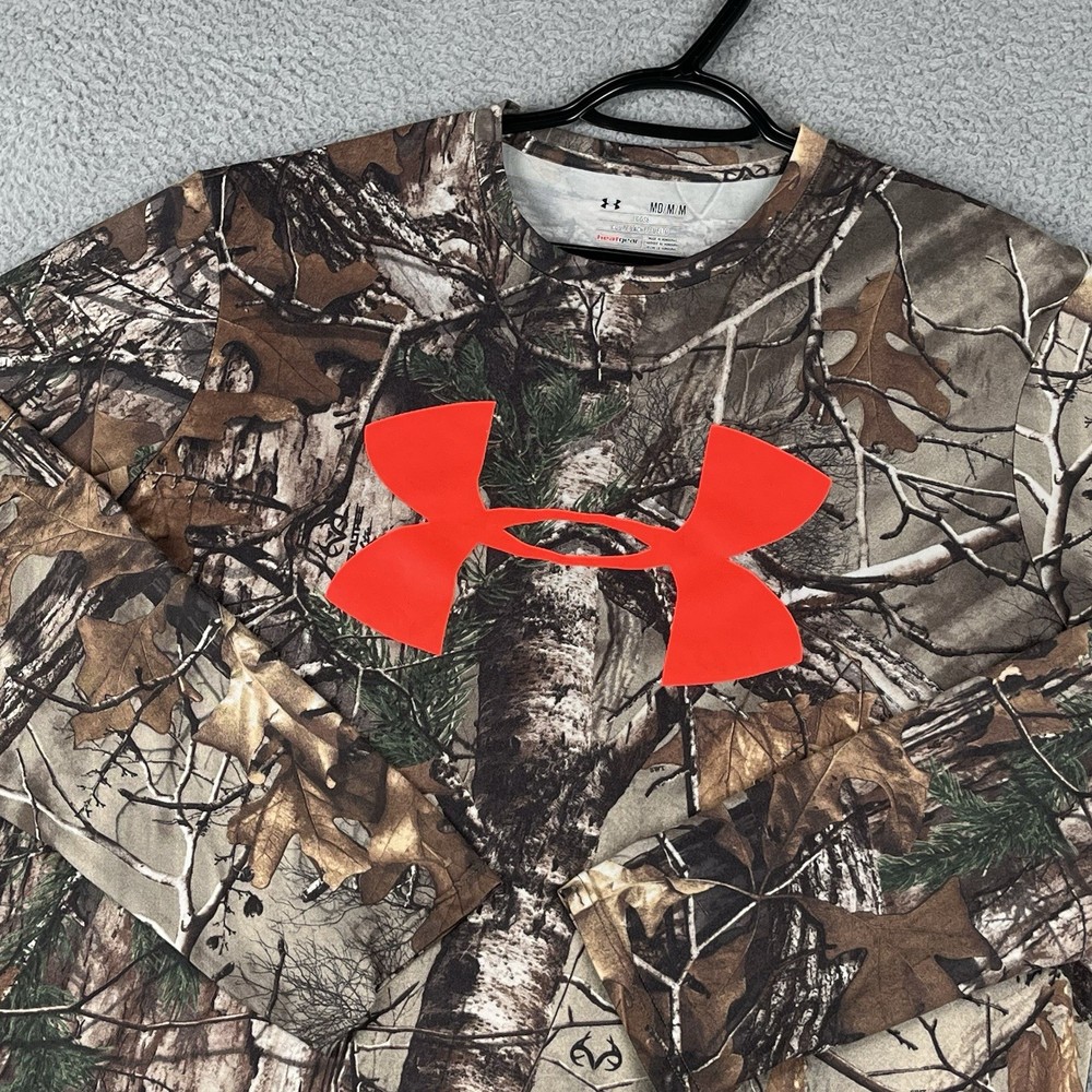 Under Armour Realtree Shirt Mens Medium Brown Camo Long Sleeve Hunting Outdoors