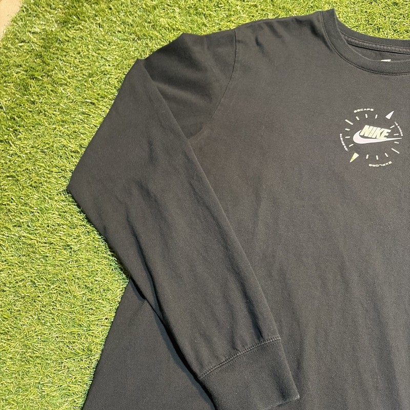 Nike Air The Nike Tee Men's Med Black Long Sleeve Graphic Print Cotton T-Shirt gallery