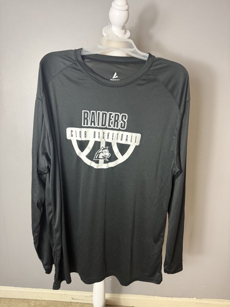 Men’s BSN Sport Black Long Sleeve Athletic Shirt With Graphic Raiders Club Sz XL