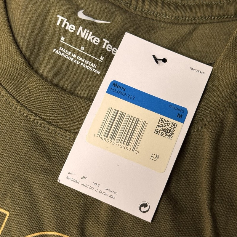NIKE Sportswear Just Do It Work-Out Tee Mens Olive Green Shirt Medium FQ3899-222 gallery