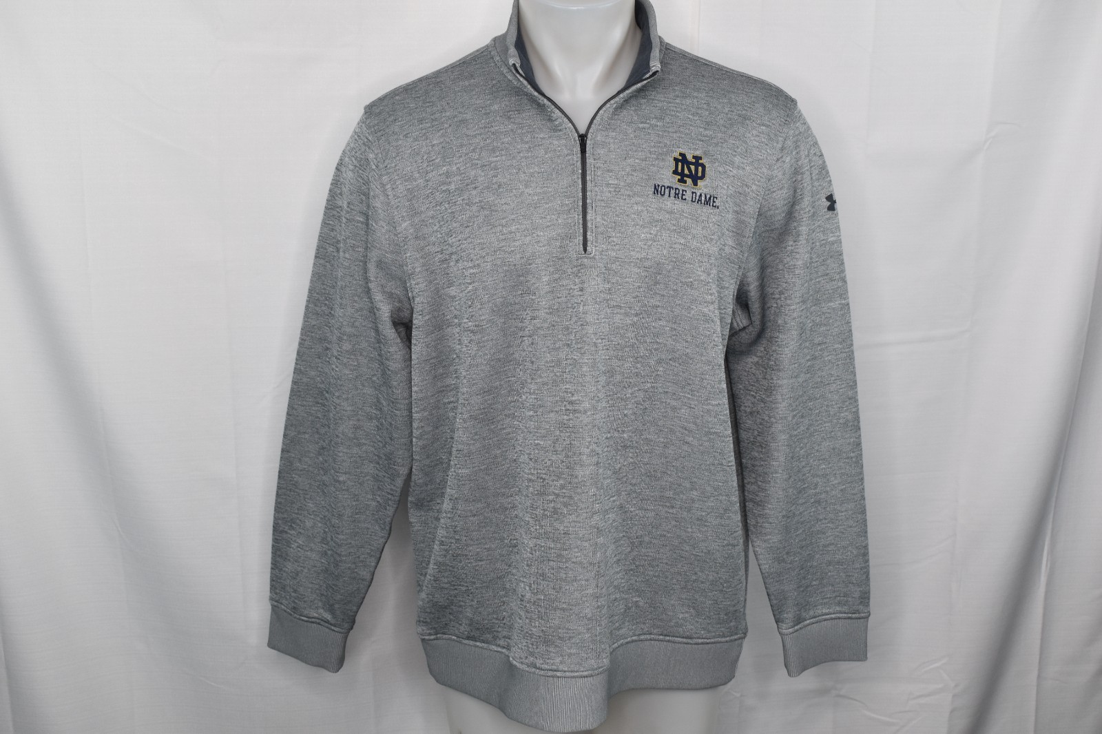 UNDER ARMOUR NOTREDAME XL Men's Sweater Fleece 1/4 Zip Pullover Heather Gray gallery