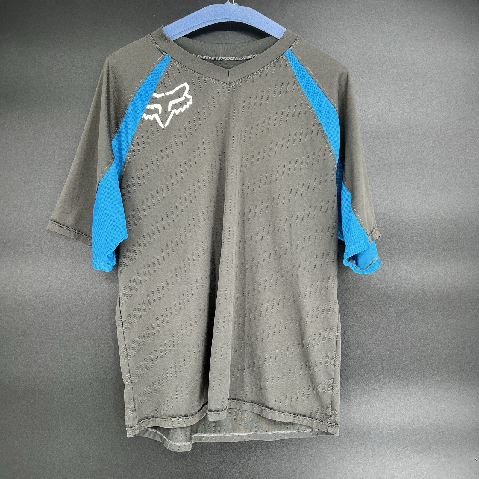 Fox Racing Men’s Size L Blue Gray Colorblock Racing Flow Jersey Motorcycle BMX gallery