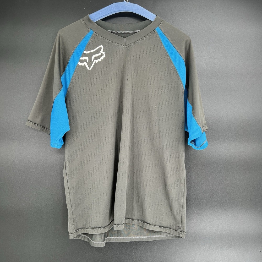 Fox Racing Men’s Size L Blue Gray Colorblock Racing Flow Jersey Motorcycle BMX