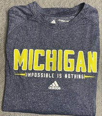 Adidas Climate Michigan Men’s Large Shirt Navy Blue and Yellow