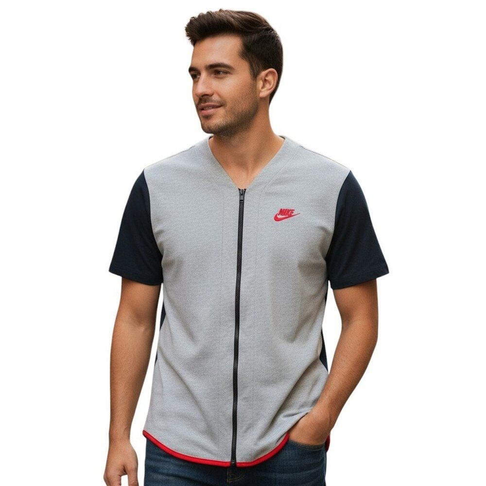 Nike AV15 Jacket Mens Large Gray Full Zip Fleece Athletic Training Running Top