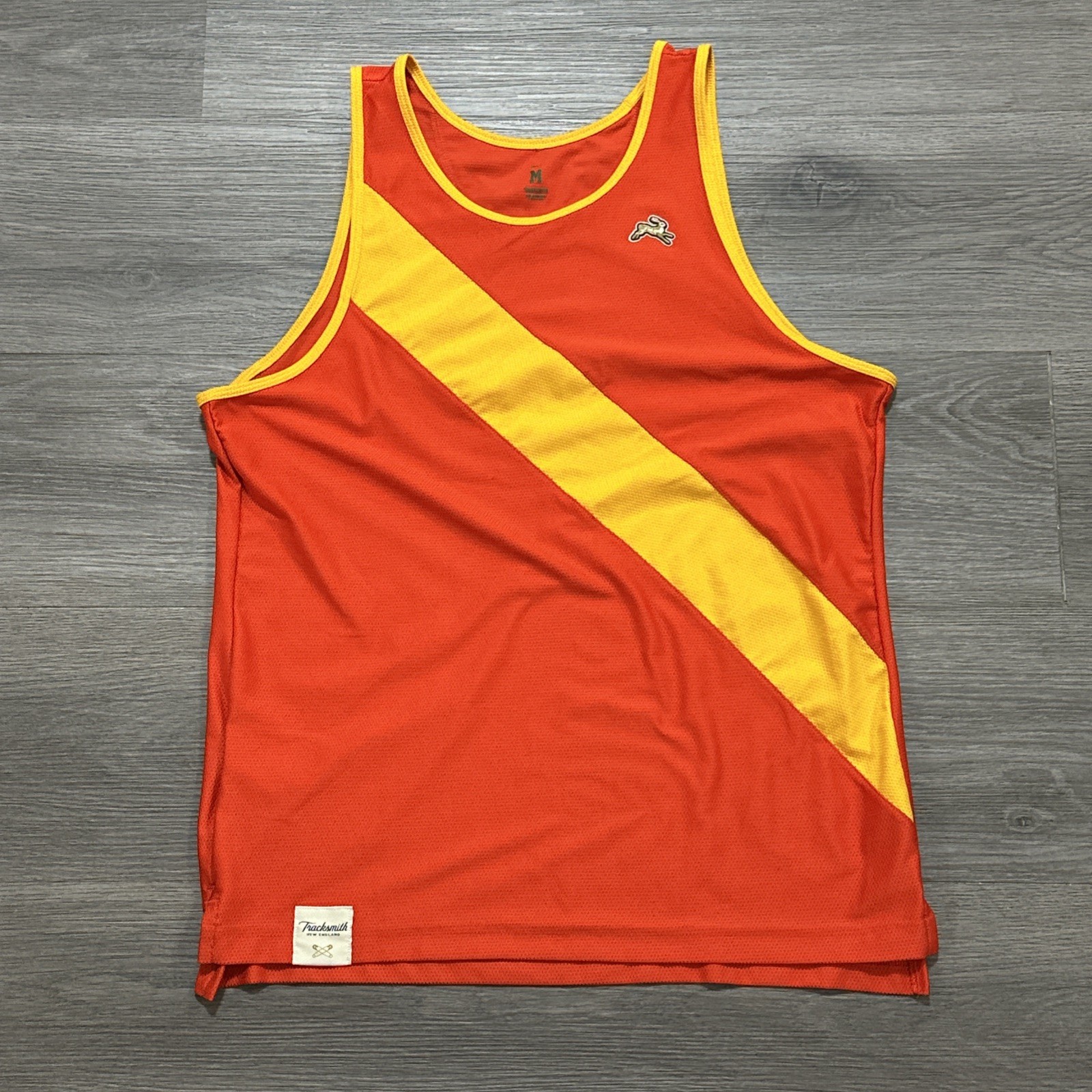 Tracksmith Tank Top Mens Medium Orange Yellow Running Singlet Performance Jersey gallery