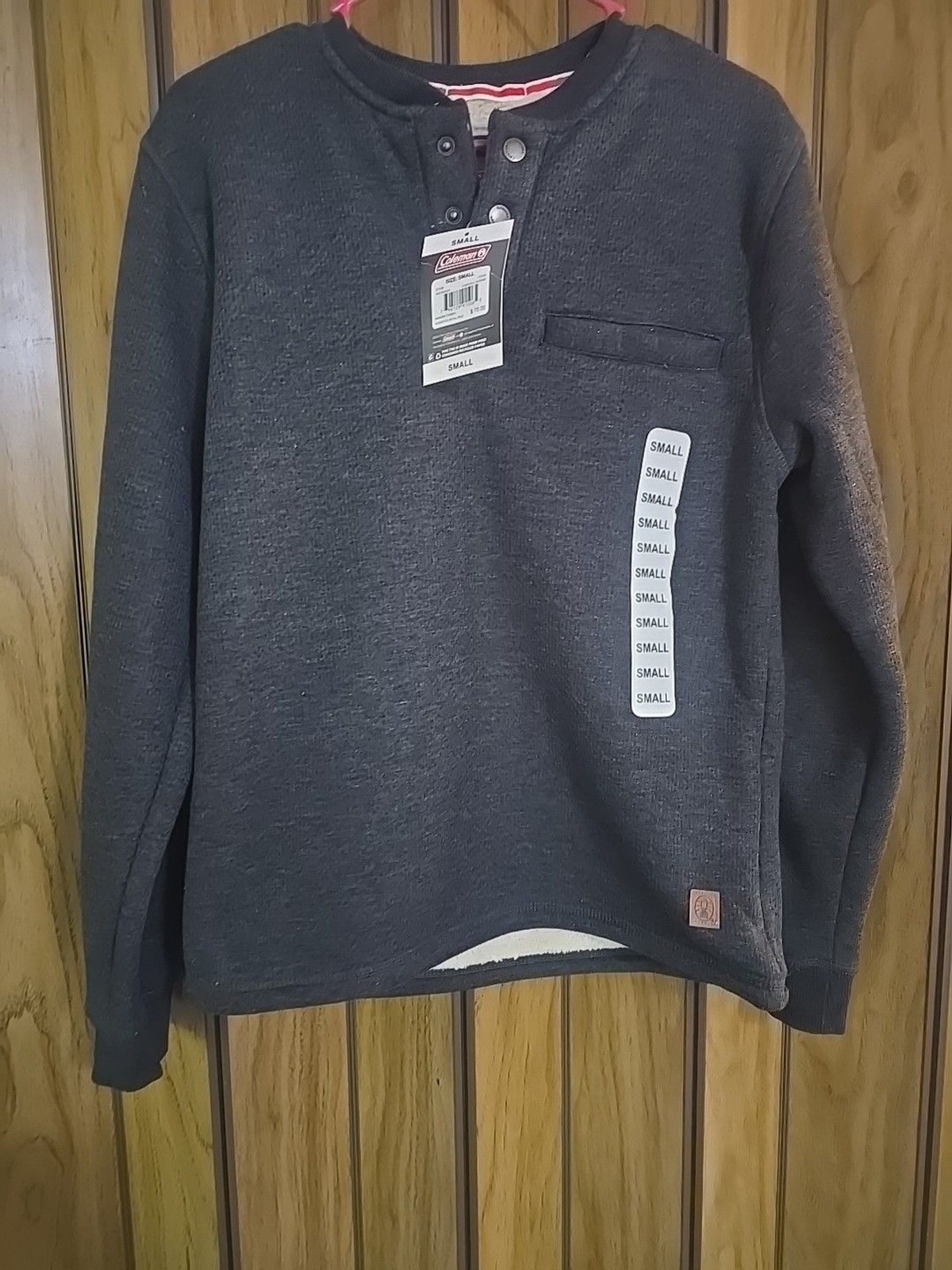 Coleman Size S Long Sleeve Crew Neck Snap Gray Thermal Shirt WT gallery