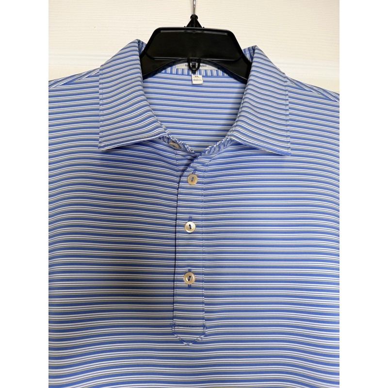 Peter Millar Men’s Summer Comfort Polo Blue White Yellow Stripes Size XL gallery
