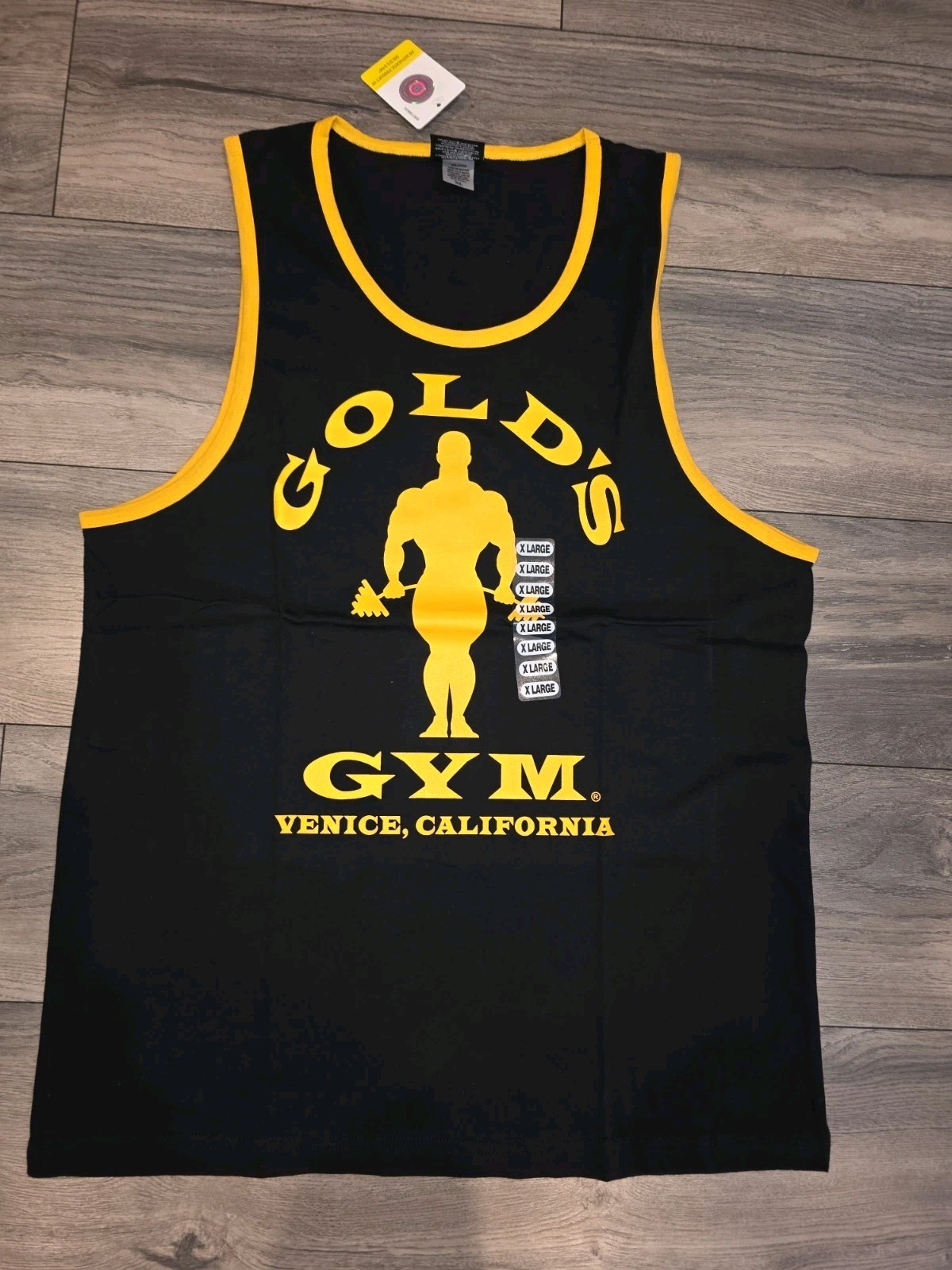 Gold's Gym Venice California Black&Yellow Tank Top Men Size XL BNWT Made in USA gallery