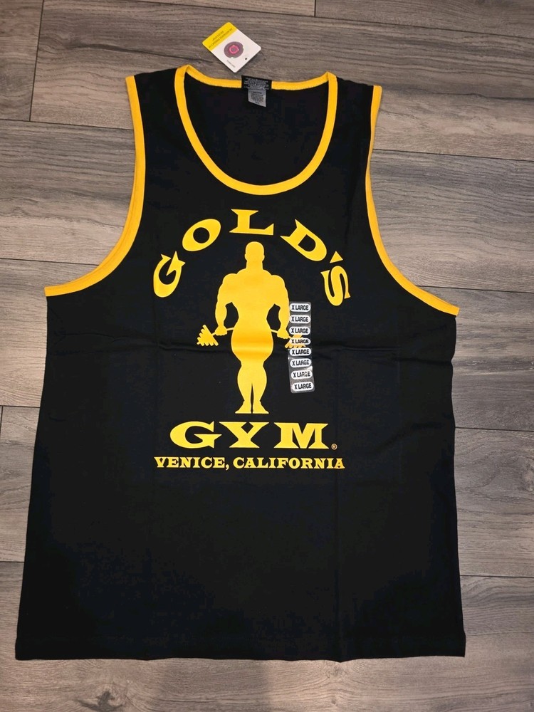 Gold's Gym Venice California Black&Yellow Tank Top Men Size XL BNWT Made in USA