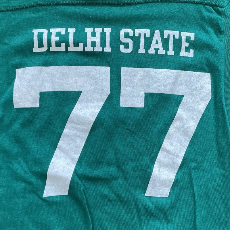 Vintage 1970’s Champion DELHI STATE ~ #77 ~ Small Green Short Sleeve Jersey gallery