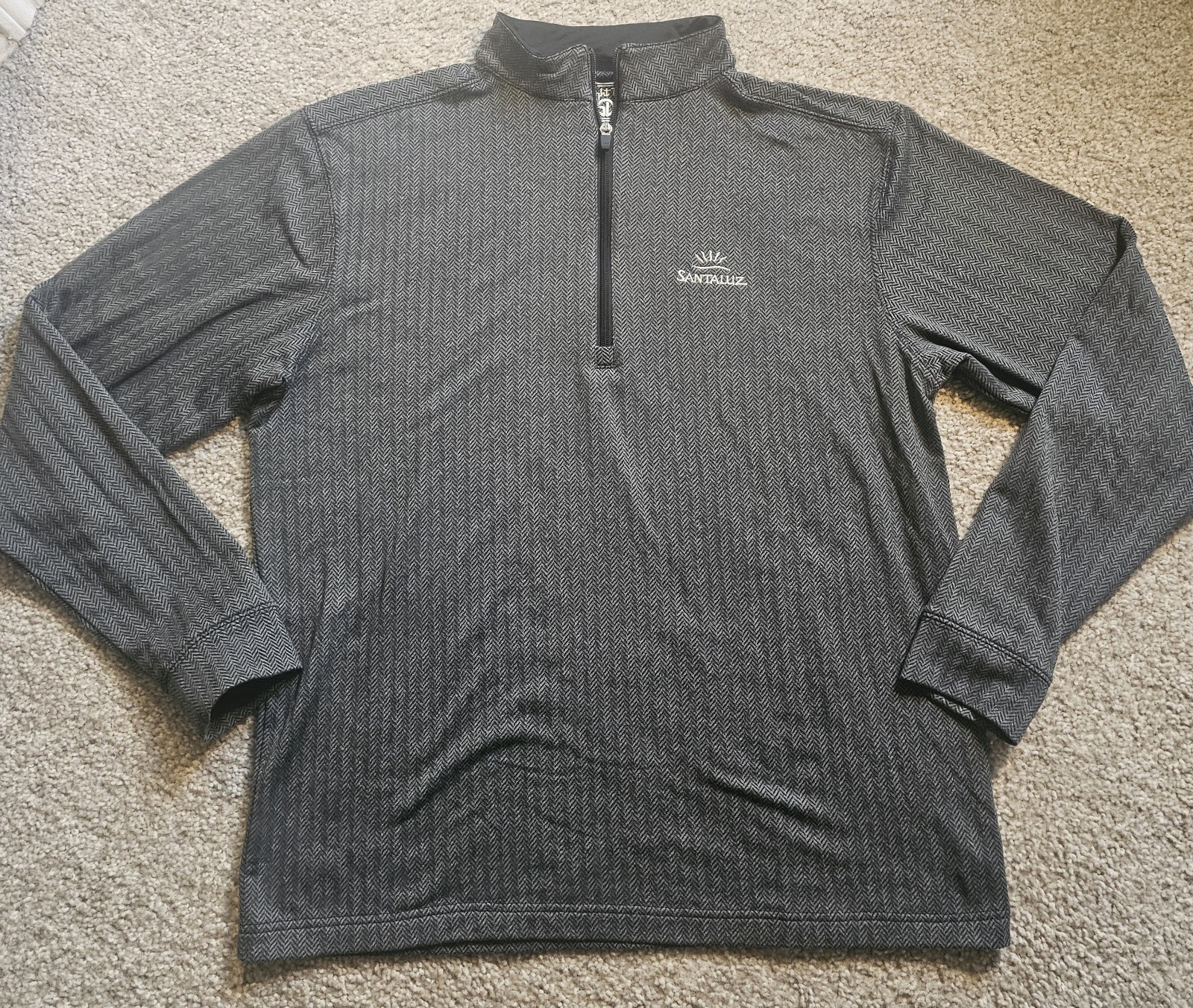 Straight Down Mens Quarter Zip Golf Pullover Charcoal Chevron Print Size Large gallery