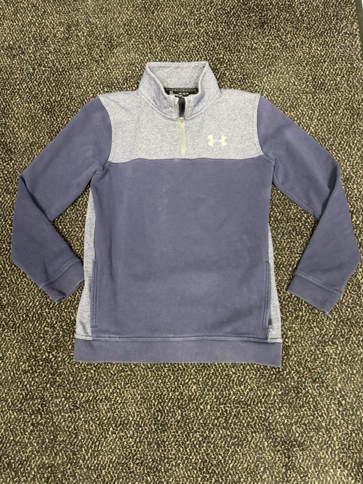 Under Armour Threadborne 1/4 Zip Pullover Mens YXL Blue ColdGear gallery