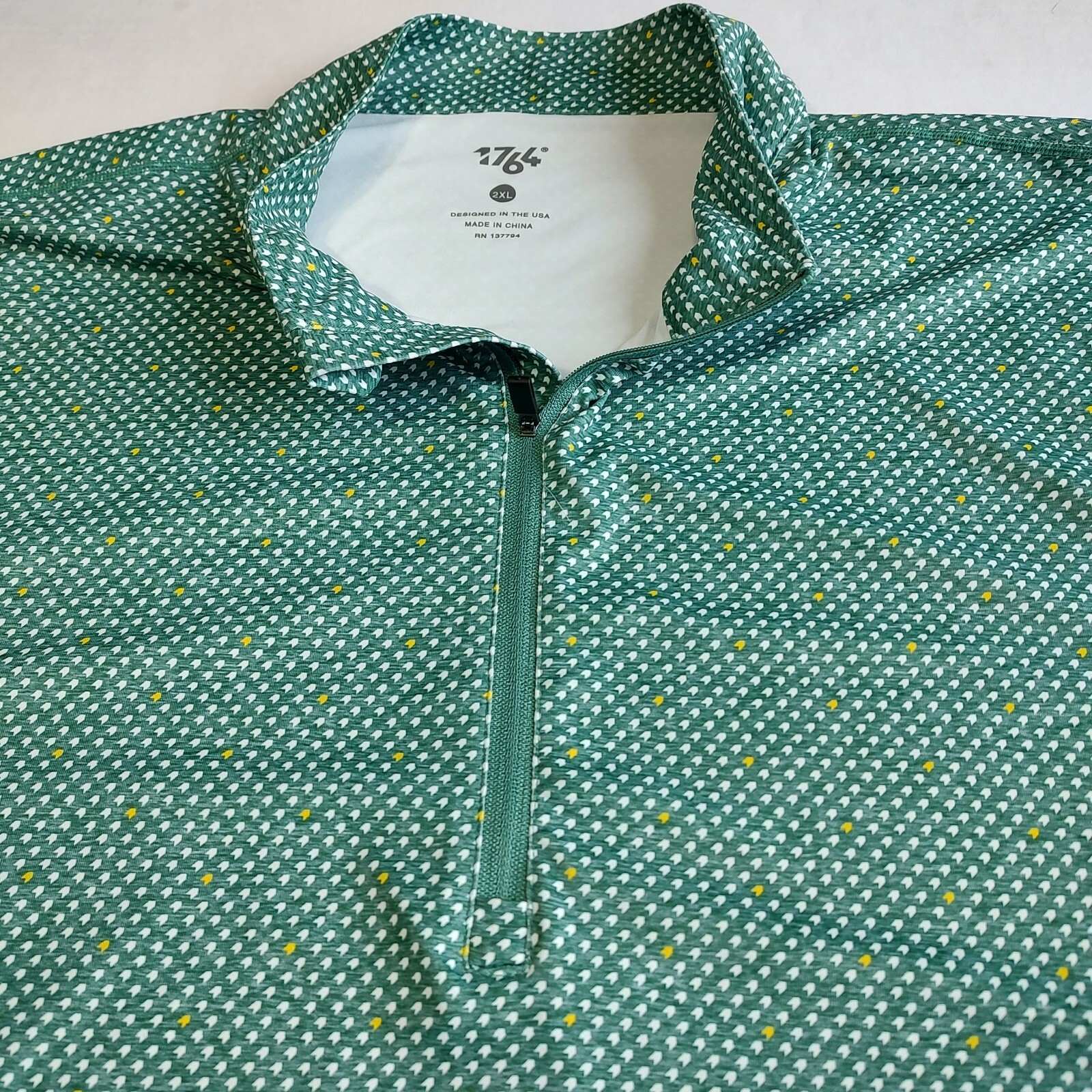 1764 Golf Performance Iconic 1/4 Shirt Mens 2XL Geometric Pullover Green gallery
