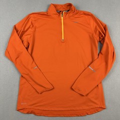 Nike Dri-FIT Element Pullover Men Large Orange Running Half Zip Long Sleeve L