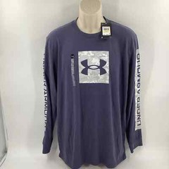Under Armour Long Sleeve T Shirt Blue Gray White Black Size Medium New 478