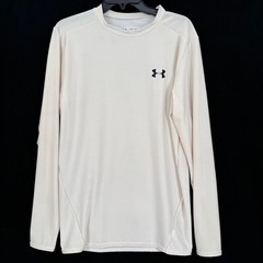 Under Armour Compression Shirt Mens 2XL Long Sleeve Cream White HeatGear1201163