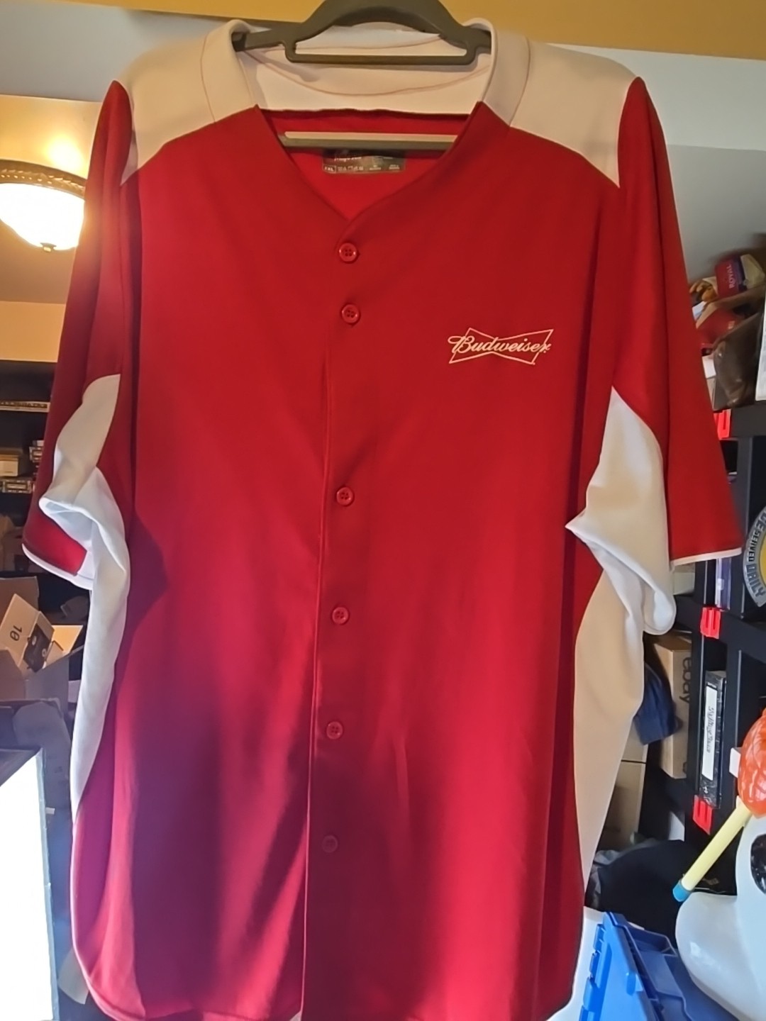 Budweiser Baseball Jersey 2XL Red And White Polyester Cool Base gallery