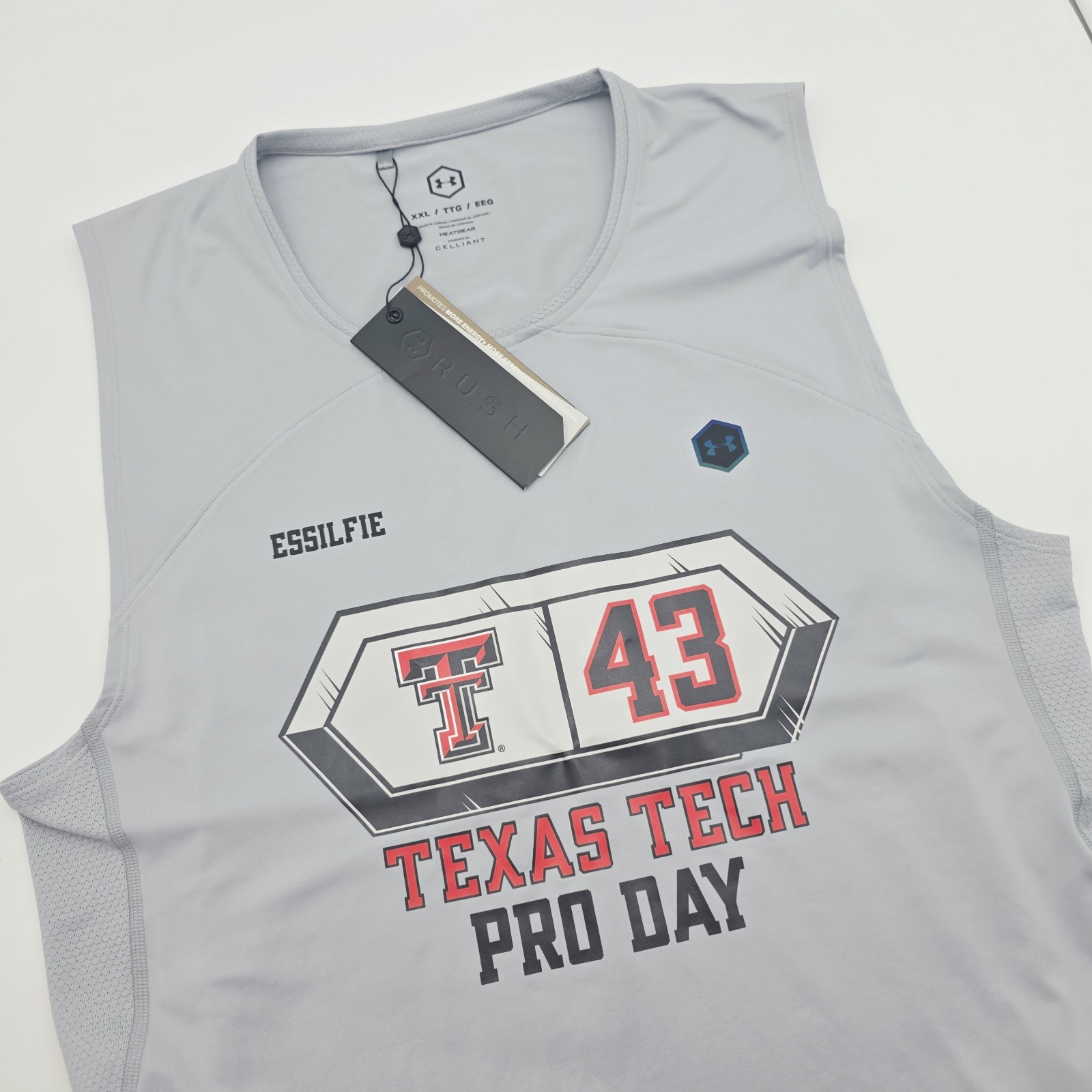 Under Armour Men 2XL Heatgear Celliant Rush Texas Tech #43 Tank Top Pro Day NWT gallery