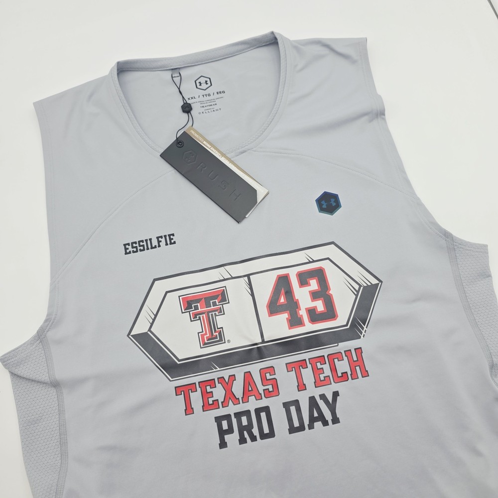 Under Armour Men 2XL Heatgear Celliant Rush Texas Tech #43 Tank Top Pro Day NWT