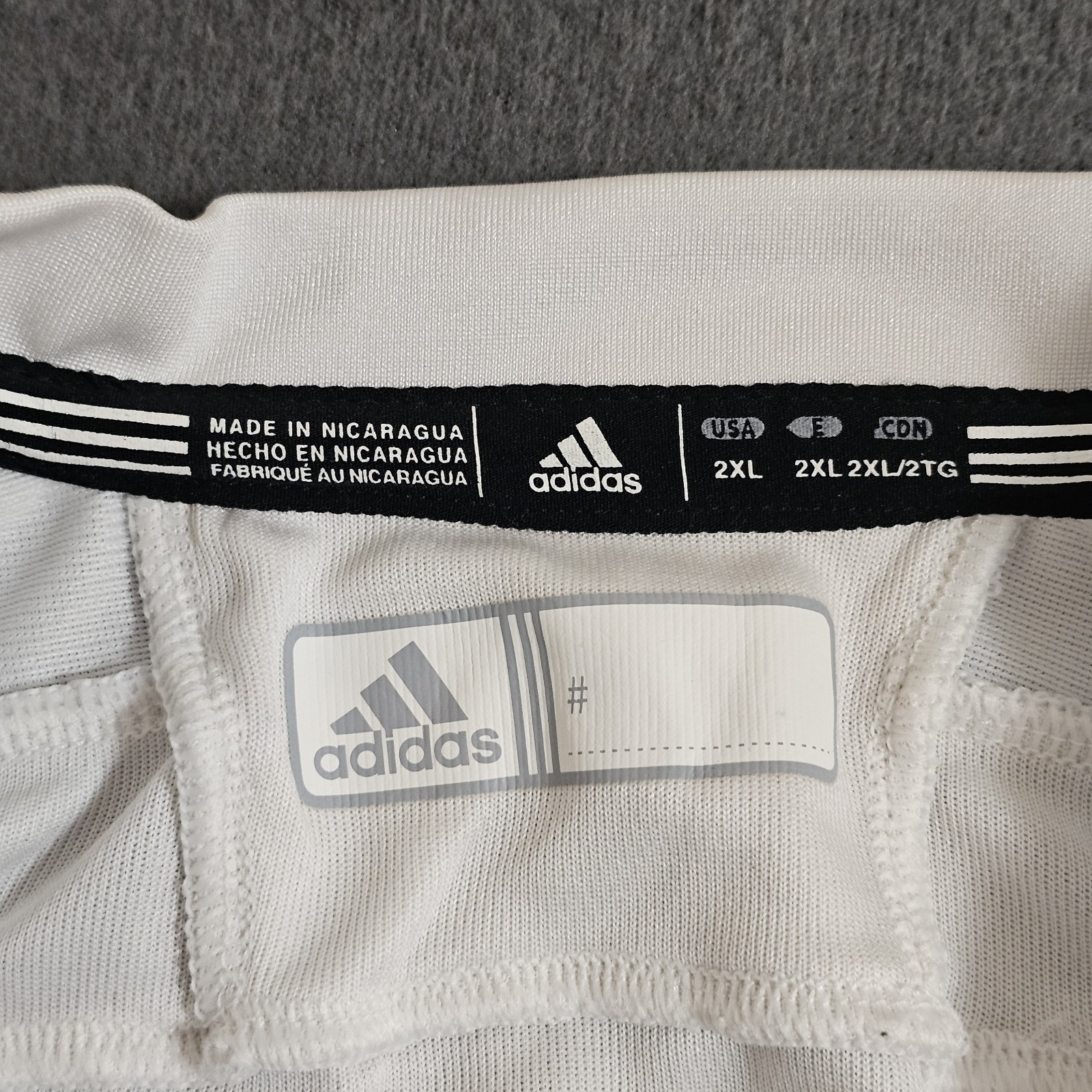 Adidas 2XL White Grey Side Stripes Heavy Short Sleeve T-Shirt gallery