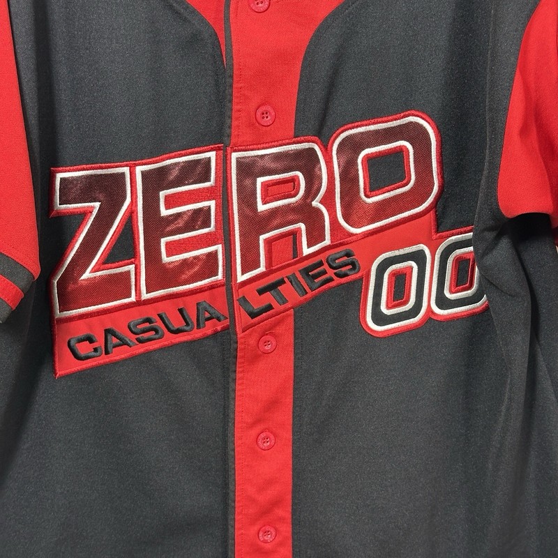 Vintage Zero Casualties 00 Large Baseball Jersey Y2K Streetwear Embroidered L gallery