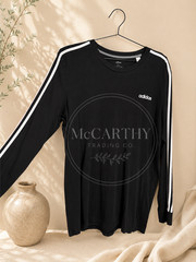 Adidas Men’s XL Black Long Sleeve Shirt | 3-Stripe Crew Neck Athletic Tee