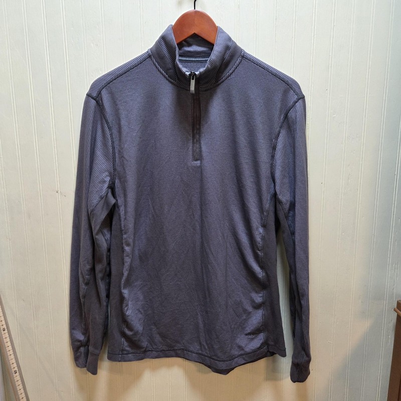 Quieti Pullover Mens Medium Gray Check 1/4 Zip Stretch Knit Long Sleeve Shirt gallery