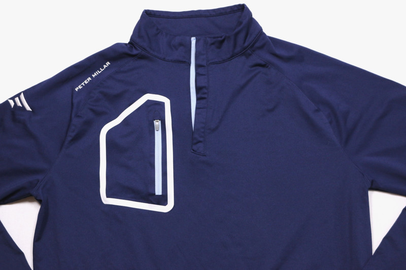 Peter Millar Quarter Zip Neck Pullover Men's M Navy Blue Recycled Poly Golf L/S gallery