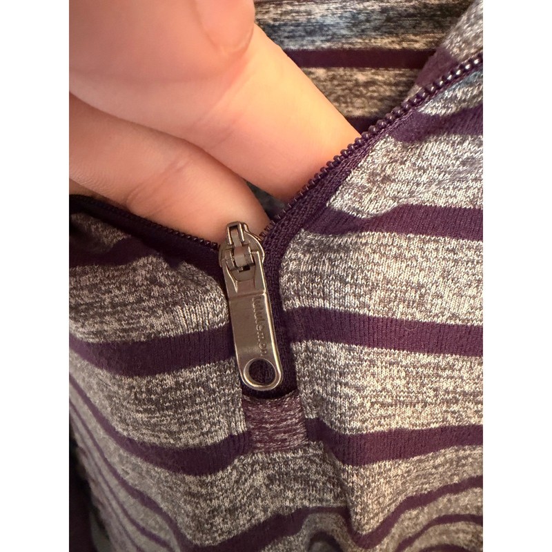 Lululemon Quarter Zip Pullover Womens Purple Gray Striped Long Sleeve Shirt gallery
