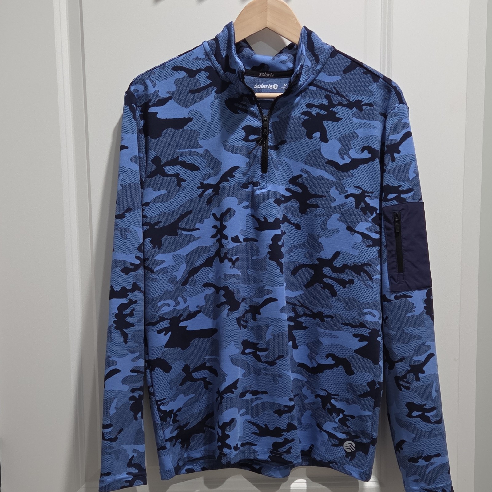 Solaris Men's 1/4 Zip Mock Neck Long Sleeve Camo Active Top w/ Pockets M gallery
