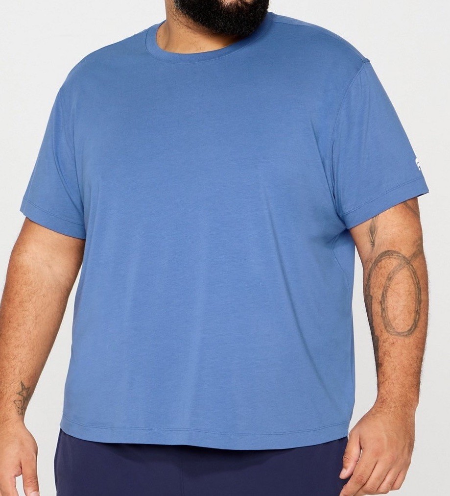 NWT Men’s Fabletics 24-7 Tee T-Shirt Anti-Stink Sweat Wicking Classic Indigo 4X gallery